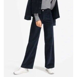 Everlane 8 The Corduroy Pants Black Wide Leg Trousers High Rise Cord